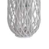 Benzara Bellied Shaped Bamboo Lantern with Open Lattice Design, Medium, White BM216922 White Bamboo BM216922