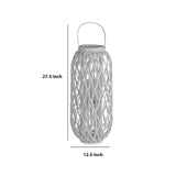 Benzara Bellied Shaped Bamboo Lantern with Open Lattice Design, Medium, White BM216922 White Bamboo BM216922