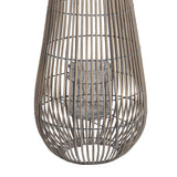 Benzara Cage Design Bamboo Lantern with Rope Hanger, Medium, Gray BM217017 Gray Bamboo Wood BM217017