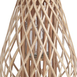 Benzara Bellied Bamboo Lantern with Lattice Design and Handle, Large, Brown BM217061 Brown Bamboo BM217061