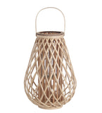 Benzara Bellied Bamboo Lantern with Lattice Design and Handle, Large, Brown BM217061 Brown Bamboo BM217061