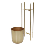 Benzara Metal Frame Glass Shape Planter with X Design at Bottom, Set of 3, Gold BM217148 Gold Metal BM217148