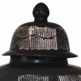 Benzara Ceramic Frame Temple Shape Lidded Jar, Antique Black BM217153 Black Ceramic BM217153