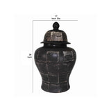 Benzara Ceramic Frame Temple Shape Lidded Jar, Antique Black BM217153 Black Ceramic BM217153