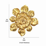 Benzara Polyresin Frame Blooming Flower Wall Accent, Large, Gold BM217159 Gold Polyresin BM217159