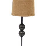 Benzara Metal Spindle Design Table Lamp with Cone Shade and Round Base, Black BM217233 Black Metal, Fabric BM217233