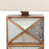 Benzara Metal Table Lamp with X Shape Design and Mirror Front,Multicolor BM217246 Multicolor Metal, Mirror, Fabric BM217246