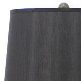 Benzara Wooden Table Lamp with Quatrefoil Design Base, Black and Antique White BM217247 Black, White Solid wood, Fabric BM217247