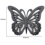 Benzara Wooden Butterfly Wall Plaque with Cutout Detail, Black BM217269 Black Wood BM217269
