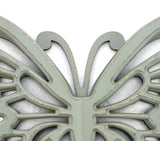 Benzara Wooden Butterfly Wall Plaque with Cutout Detail, Light Gray BM217270 Gray Wood BM217270