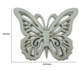 Benzara Wooden Butterfly Wall Plaque with Cutout Detail, Light Gray BM217270 Gray Wood BM217270