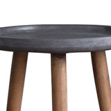 Benzara Round Wooden Side Table with Tapered Legs, Brown and Gray BM217273 Gray and Brown Solid Wood and Composite Wood BM217273