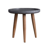 Benzara Round Wooden Side Table with Tapered Legs, Brown and Gray BM217273 Gray and Brown Solid Wood and Composite Wood BM217273