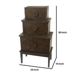 Benzara Transitional Storage Cabinet with 3 Drawers and Tapered Legs, Brown BM217284 Brown Solid Wood BM217284