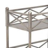 Benzara 2 Tier Metal Frame Storage Shelf with Geometric Details, Silver BM217285 Silver Metal BM217285