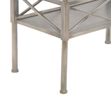 Benzara 2 Tier Metal Frame Storage Shelf with Geometric Details, Silver BM217285 Silver Metal BM217285