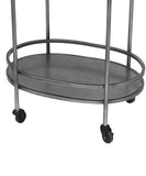 Benzara Oval Metal Frame Service Cart with Casters, Gray and Black BM217301 Gray and Black Metal and MDF BM217301