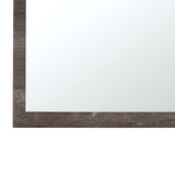 Benzara U Shaped Grained Wood Encased Wall Mirror, Brown and Silver BM217307 Brown and Silver MDF and Mirror BM217307