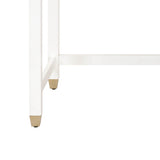 Benzara 3 Drawers Wooden Frame Desk with Metal Tips, White and Brass BM217325 White and Brass Solid Wood, MDF and Metal BM217325