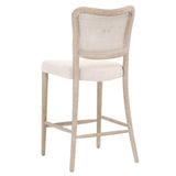 Benzara Cane Back Wooden Frame Counter Stool with Padded Seat, Beige BM217351 Beige Solid Wood, Cane and Fabric BM217351