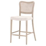 Benzara Cane Back Wooden Frame Counter Stool with Padded Seat, Beige BM217351 Beige Solid Wood, Cane and Fabric BM217351