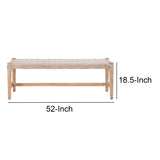 Benzara Interwind Rope Top Wooden Frame Bench with Trestle Base, Gray and Brown BM217352 Gray and Brown Rope and Solid Wood BM217352