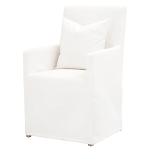 Benzara Wooden Frame Arm Chair with Removable Slipcover, White BM217354 White Solid Wood and Fabric BM217354