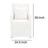 Benzara Wooden Frame Arm Chair with Removable Slipcover, White BM217354 White Solid Wood and Fabric BM217354