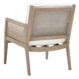 Benzara Cane Design Wooden Frame Club Chair with Padded Seating, White and Brown BM217356 White and Brown Solid Wood, Cane and Fabric BM217356