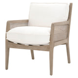 Cane Design Wooden Frame Club Chair with Padded Seating, White and Brown