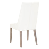 Benzara Curved Dining Chair with Round Tapered Legs, Set of 2, White and Brown BM217374 White and Brown Solid Wood and Faux Leather BM217374