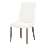 Curved Dining Chair with Round Tapered Legs, Set of 2, White and Brown