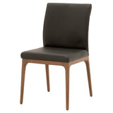 Benzara Leatherette Dining Chair with Sleigh Stitched Back,Set of 2, Sable Brown BM217375 Brown Solid Wood, Faux Leather BM217375