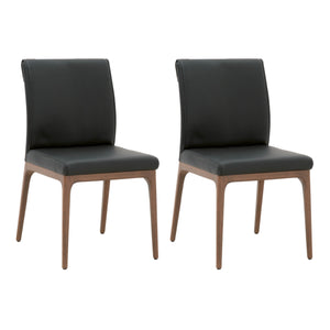 Benzara Leatherette Dining Chair with Sleigh Stitched Back,Set of 2, Sable Brown BM217375 Brown Solid Wood, Faux Leather BM217375