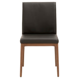 Benzara Leatherette Dining Chair with Sleigh Stitched Back,Set of 2, Sable Brown BM217375 Brown Solid Wood, Faux Leather BM217375