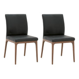 Benzara Leatherette Dining Chair with Sleigh Stitched Back,Set of 2, Sable Brown BM217375 Brown Solid Wood, Faux Leather BM217375