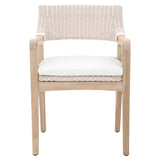 Benzara Wicker Woven Arm Chair with Removable Seat Cushion, Beige and White BM217377 Beige and White Solid Wood, Fabric and Wicker BM217377