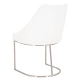 Benzara Curved Dining Chair with Steel Cantilever Base, Set of 2, White and Gold BM217381 White and Gold Metal, Faux Leather BM217381