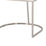 Benzara Curved Dining Chair with Steel Cantilever Base, Set of 2, White and Gold BM217381 White and Gold Metal, Faux Leather BM217381