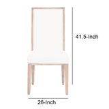 Benzara High Back Armless Dining Chair with Wooden Legs, Set of 2, White and Brown BM217385 White and Brown Solid Wood, Fabric BM217385