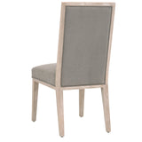Benzara High Back Armless Dining Chair with Wooden Legs, Set of 2, Gray and Brown BM217386 Gray and Brown Solid Wood, Fabric BM217386