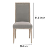 Benzara High Back Armless Dining Chair with Wooden Legs, Set of 2, Gray and Brown BM217386 Gray and Brown Solid Wood, Fabric BM217386