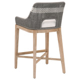 Benzara Interwoven Rope Barstool with Flared Legs and Cross Support, Dark Gray BM217397 Gray Solid Wood, Fabric and Metal BM217397