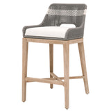 Benzara Interwoven Rope Barstool with Flared Legs and Cross Support, Dark Gray BM217397 Gray Solid Wood, Fabric and Metal BM217397