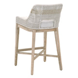 Benzara Interwoven Rope Barstool with Flared Legs and Cross Support, Gray BM217398 Gray Solid Wood, Fabric and Metal BM217398