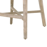 Benzara Interwoven Rope Barstool with Flared Legs and Cross Support, Gray BM217398 Gray Solid Wood, Fabric and Metal BM217398