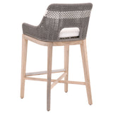 Benzara Interwoven Rope Barstool with Stretcher and Cross Support, Dark Gray BM217400 Gray Solid Wood, Fabric and Metal BM217400