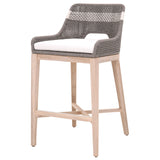 Benzara Interwoven Rope Barstool with Stretcher and Cross Support, Dark Gray BM217400 Gray Solid Wood, Fabric and Metal BM217400