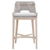 Benzara Interwoven Rope Barstool with Stretcher and Cross Support, Light Gray BM217401 Gray Solid Wood, Fabric and Metal BM217401