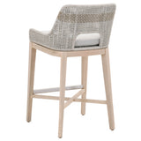 Benzara Interwoven Rope Barstool with Stretcher and Cross Support, Light Gray BM217401 Gray Solid Wood, Fabric and Metal BM217401